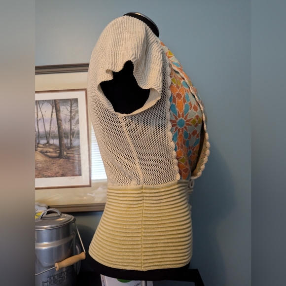 Rare! Lia Molly New Orleans for Anthropologie glass flowers cardigan, size small - Picture 2 of 9